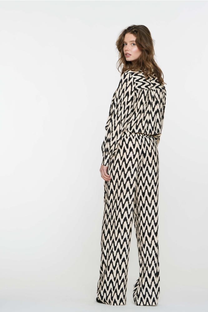 BROEK MET ZIGZAGPRINT 51173 70 Black/Off-white